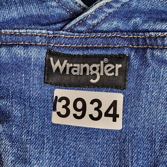 Wrangler Overalls Womens Large Blue Denim Bibs Straight Leg Medium Wash Jean - Picture 9 of 11